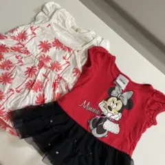 ミニー半袖トップス　半袖ロンパース　2枚セット