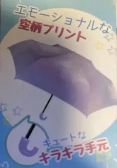 折りたたみ傘 薄紫色 空柄プリント