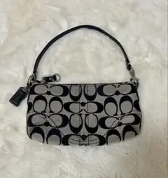 COACH コーチ　シグネチャー　黒　アクセサリーポーチ　ワンショルダーバッグ
