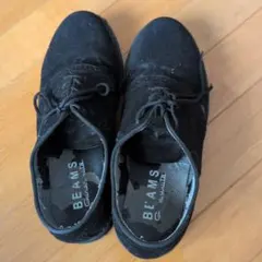 BEAMS ブラック スエード レースアップシューズ