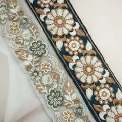 267.インド刺繍リボン 1m50cm×2本セット