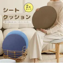 椅子クッション 2枚セット 円形 低反発 チェアパッド