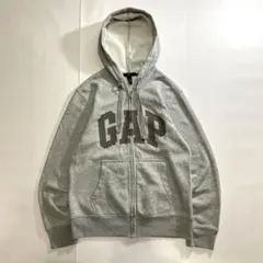 y2k old gap ギャップ ジップ パーカー ロゴ グレー タイト 短丈