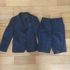 子供用黒ストライプスーツ 130cm ポケットチーフ付き