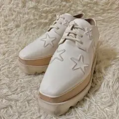 【美品】ステラマッカートニー　エリス　レザー　スター　厚底　ホワイト　24