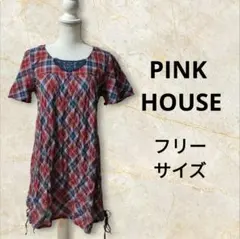 ピンクハウス PINK HOUSE 半袖チュニック ワンピース チェック柄レースのサムネイル