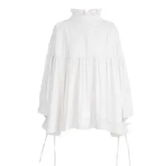 ホワイトフリルハイネックシャツ