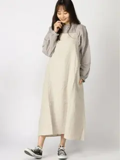 Samansa Mos2 サマンサモスモス リネンキャミワンピース ベージュ