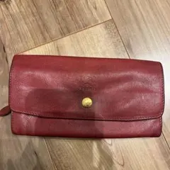 レザー 赤 長財布 カードスロット付き
