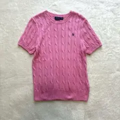 ポロラルフローレン ピマコットン 半袖 ケーブルニット ポニー刺繍 赤