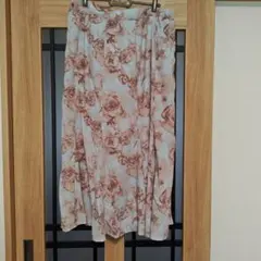 大きいサイズバラ柄水色ロングフレアマーメイドスカート