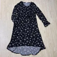 ベルメゾン 花柄 ワンピース マタニティ 産前産後 授乳 ネイビー ブラック