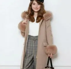 超美品 フードファー5wayコート Apuweiser-riche キャメル 0