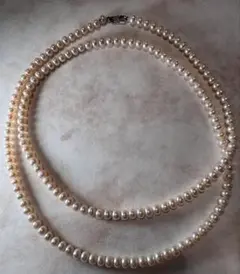 天然淡水真珠 ロングネックレス 約80cm ピンク系パール 約6×4mm