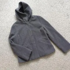 リフレクト コート フード ウール アンゴラ ショート丈 グレー