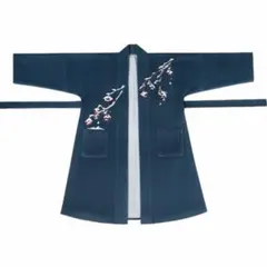 霜降 刺繍宋製褙子　青色ロングコート　秋冬用　漢服　中国伝統衣装　着物和服浴衣