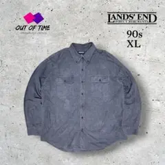 90s LANDS' END ランズエンド シャモアクロスシャツ XL グレー