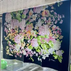 ［セール中］JIM THOMPSON 花柄シルク100%スカーフ ネイビー