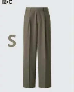 UNIQLOC2026SS タックワイドテーパードパンツ S ブラウン