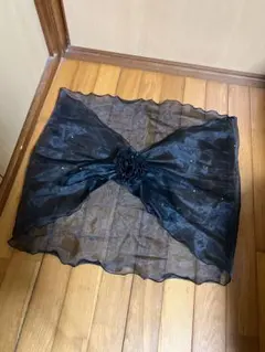 ブラック シフォン ストール フラワー装飾