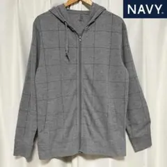 【古着】マックハウスNAVY ウィンドペン柄 フルジップパーカー グレー XLのサムネイル