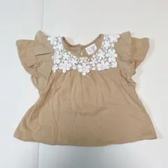 【ZARA】 花柄レース半袖Tシャツ フリル ザラ 86 80 90 刺繍