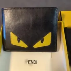 ❣️極美品　付属品完備✨フェンディ　モンスター 二つ折り　バグズアイ　レザー 黒のサムネイル