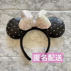 Disney ミニー　カチューシャ スパンコールリボン付き 黒　白