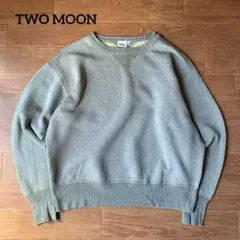 TWO MOON 両V クルーネック スウェット 短丈 グレー Lサイズ