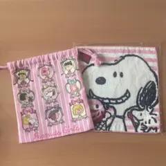 【未使用】スヌーピー　巾着　ハンカチ　2点セット
