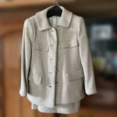 ハンドメイド　セットアップ　ベージュ ツイード
