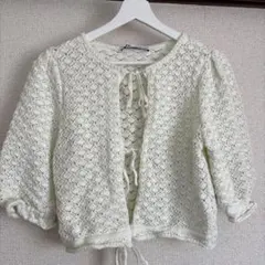 ZARA アイボリー レース編みカーディガン Sサイズ