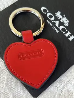 【極美品】COACH レザー ハート キーホルダー チャーム レッド