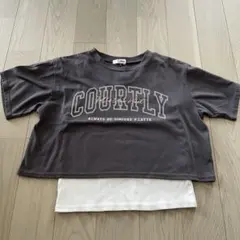 ピンクラテ　インナー付き半袖Tシャツ　グレー
