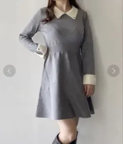 NOMAE フェザーカラーニットワンピース グレー