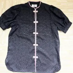 jouetie ボリュームスリーブチャイナシャツジュエティスタンドカラーブラック