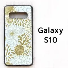 Galaxy S10 ゴールド風 花柄 カバー