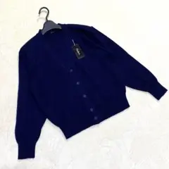 タグ付 未使用品 Bonheur 長袖 ショート丈カーディガンM ネイビー日本製