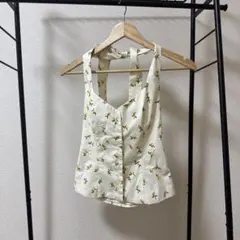 最終値下げ　ZARA レモン柄 ホルターネック XS
