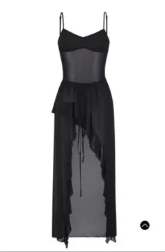 andwang レイヤード　スカート　Long sheer dress シアー