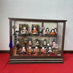 竜光　雛人形　照明付き　ガラスケース　15体セット