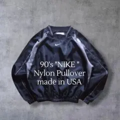 USA製90s白タグ NIKE ナイキ ナイロンプルオーバー スウッシュ刺繍ロゴ
