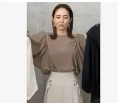 美品】VERMEIL par iena 後ろリボンノースリーブブラウスベージュ 
