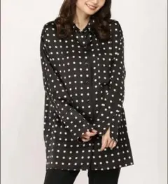 美品　JEANASIS(ジーナシス)　ドット柄 長袖シャツ　ブラック　フリー