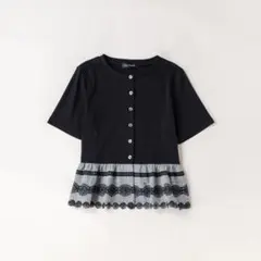 Jane Marple フォークロアレース ペプラムカーディガン ブラックのサムネイル