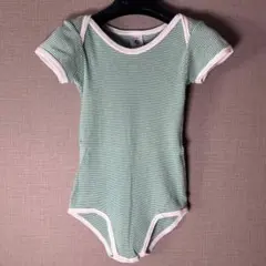 訳あり特価！ 【PETIT BATEAU】緑 半袖ロンパース(86cm 24m)