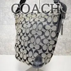 coachコーチ シグネチャー 肩掛け ハンドバッグ ブラック キャンバス