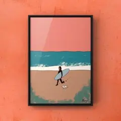 油絵 原画 海の絵 サムホール 風景画 サーフ インテリアアート KURO