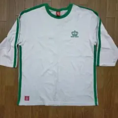 【BABY DOLL 】メンズ Tシャツ 綿100%ホワイト/グリーンL七分袖