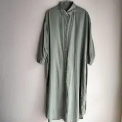 GU リネンブレンドシャツ　ワンピース　7分袖　M